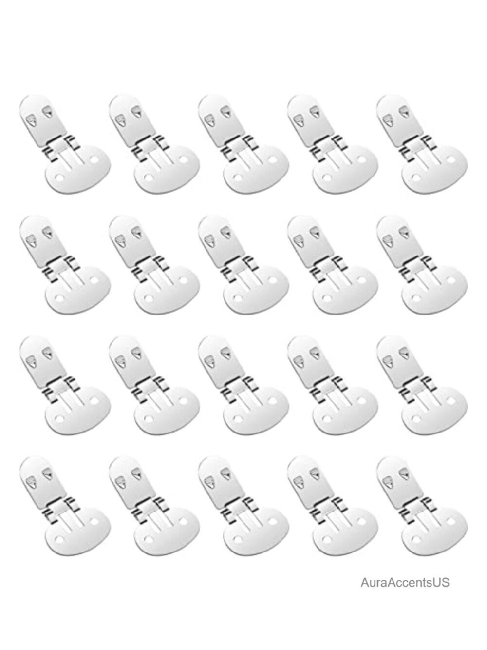 20pc Stainless Steel Flat Shoe Clips DIY Craft Charms